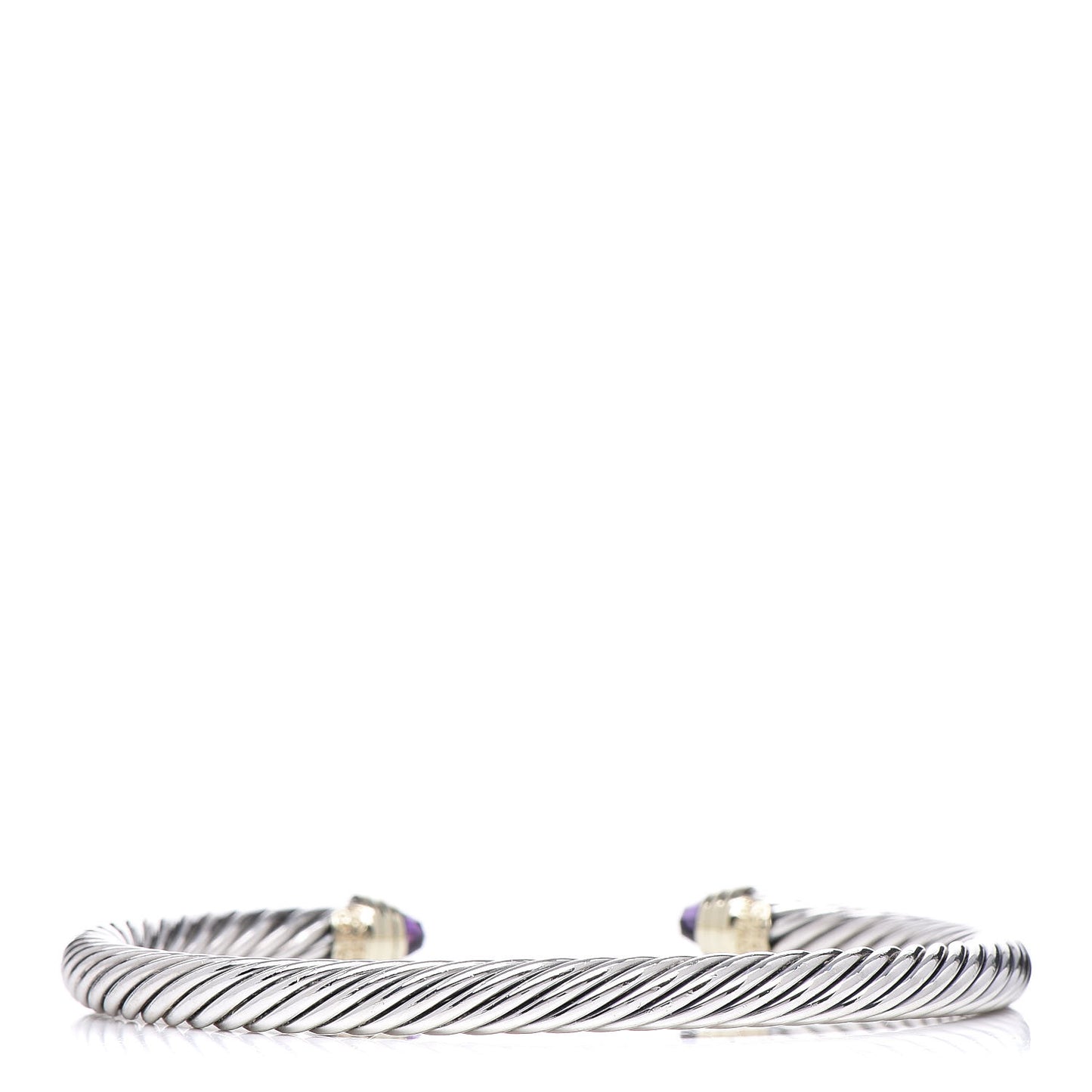 Sterling Silver 14K Yellow Gold Amethyst 5mm Cable Classics Petite Color Bracelet