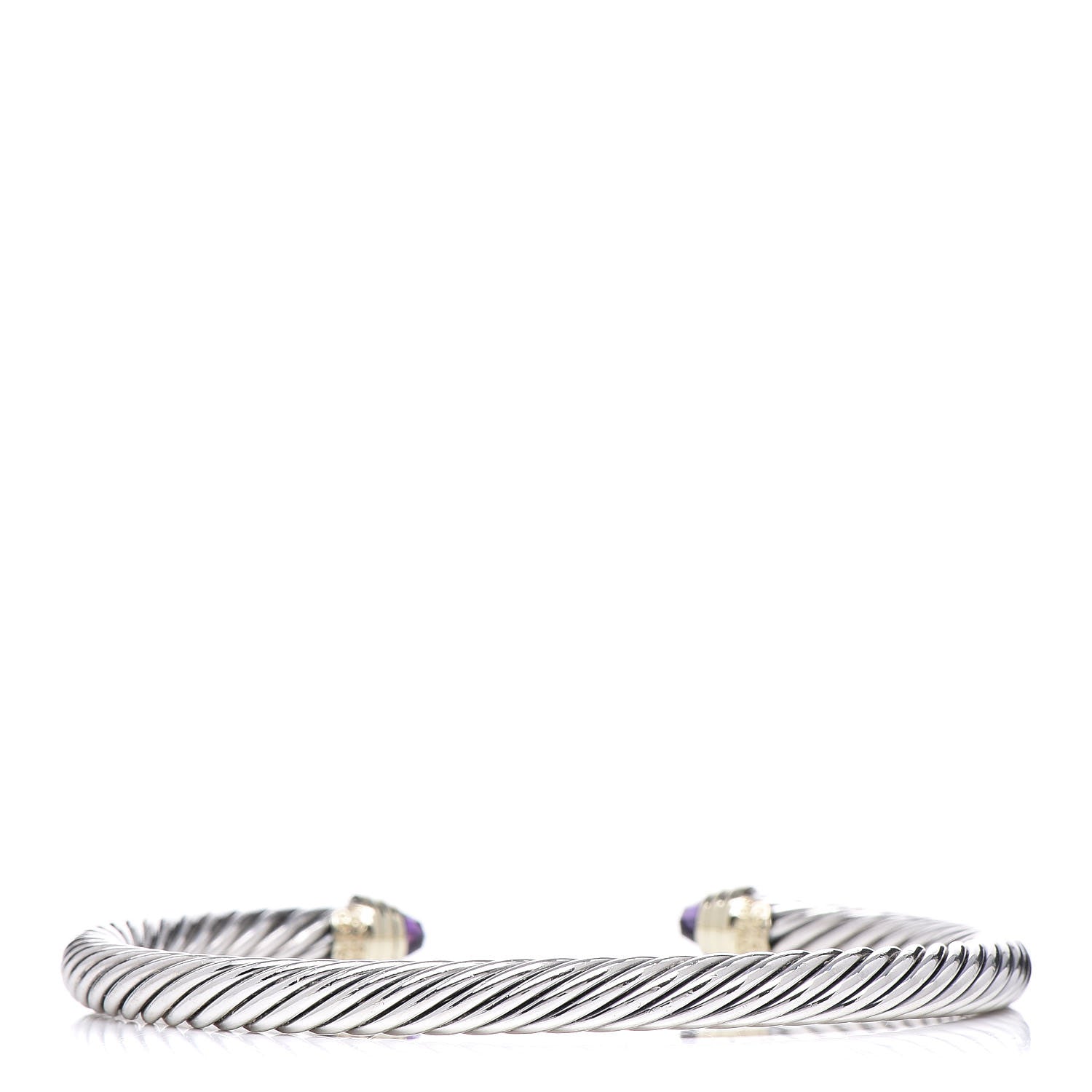 David Yurman Sterling Silver 14K Yellow Gold Amethyst 5mm Cable Classics Petite Color Bracelet 3 of 5