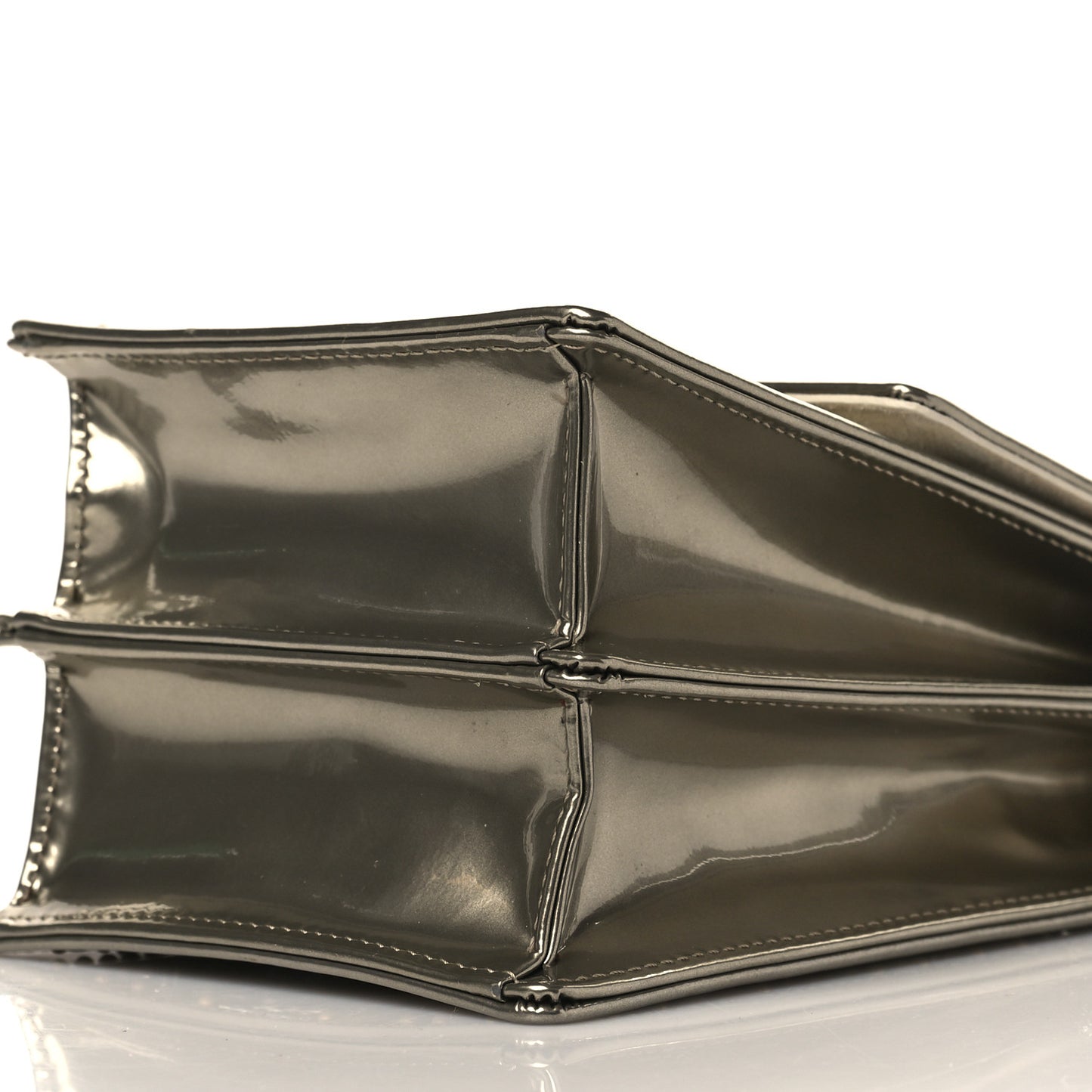 Metallic Calfskin Studded Vertical Diorama Gold