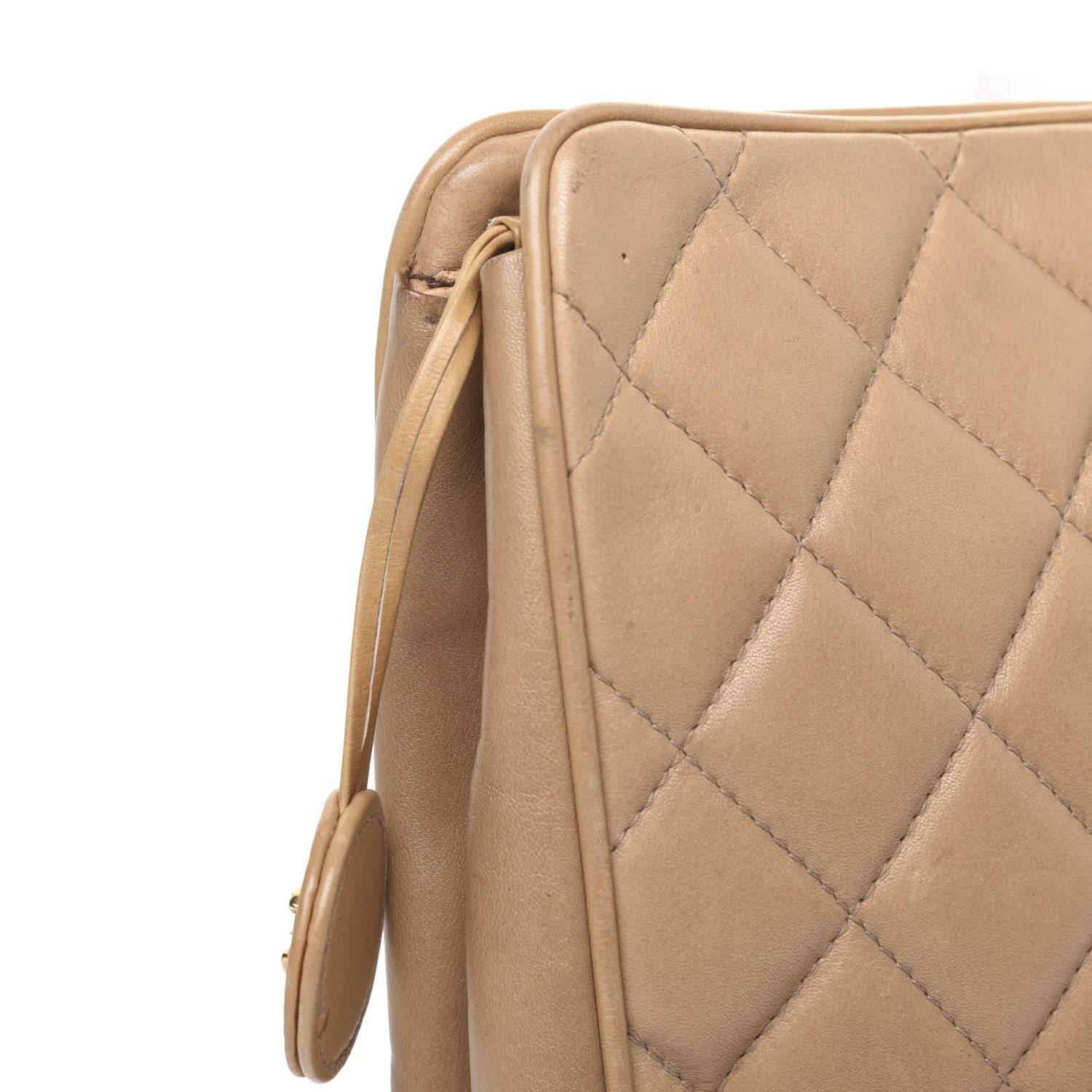 Chanel Lambskin Quilted Cosmetic Zip Pouch Beige 18 of 21