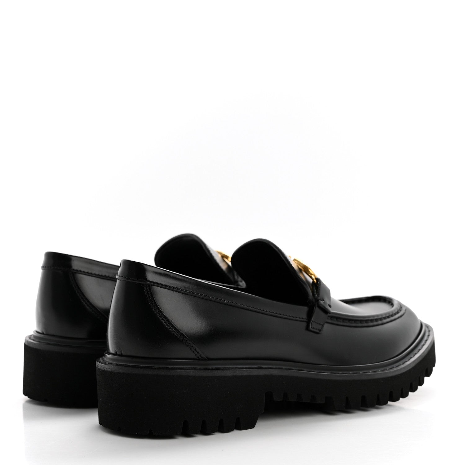 Valentino Garavani Calfskin Vlogo Loafers 37.5 Black 4 of 9