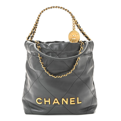 Chanel Shiny Calfskin Quilted Mini Chanel 22 Dark Grey 1 of 9