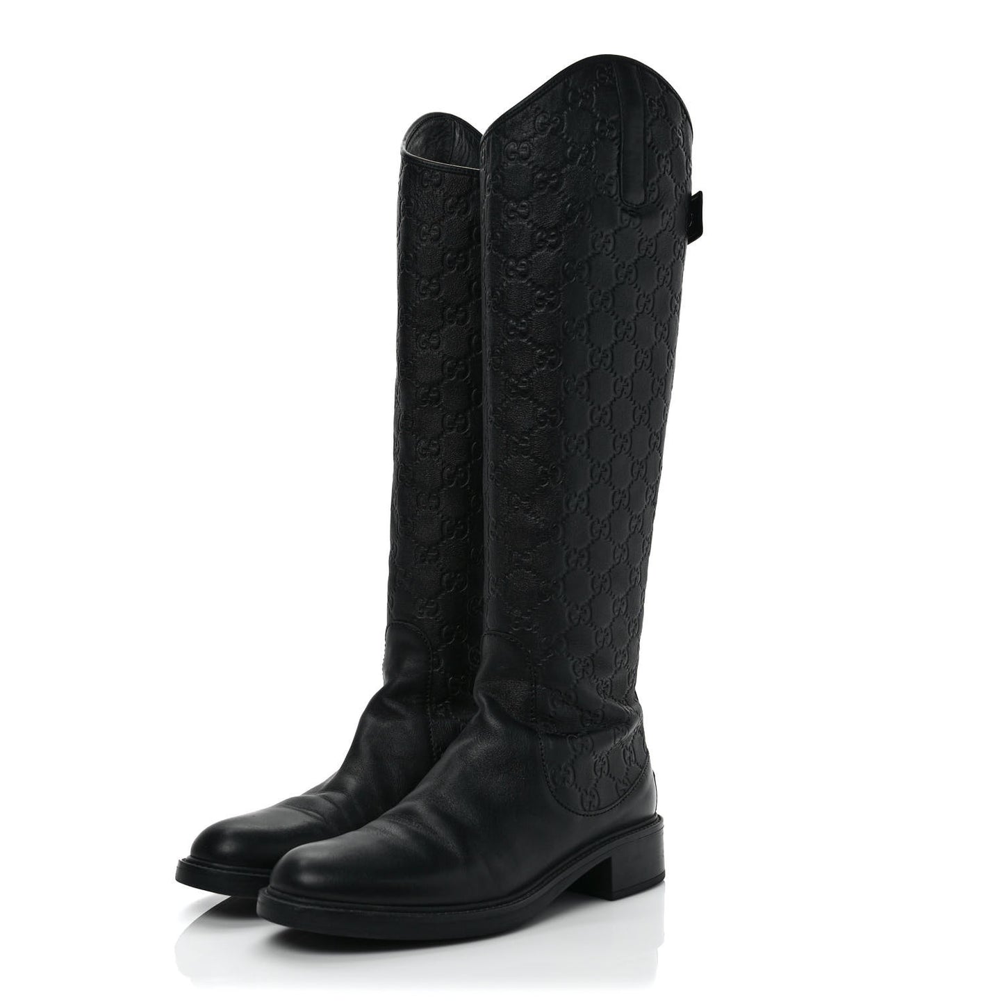Guccissima Calfskin Miro Soft Knee High Riding Boots 38 Black