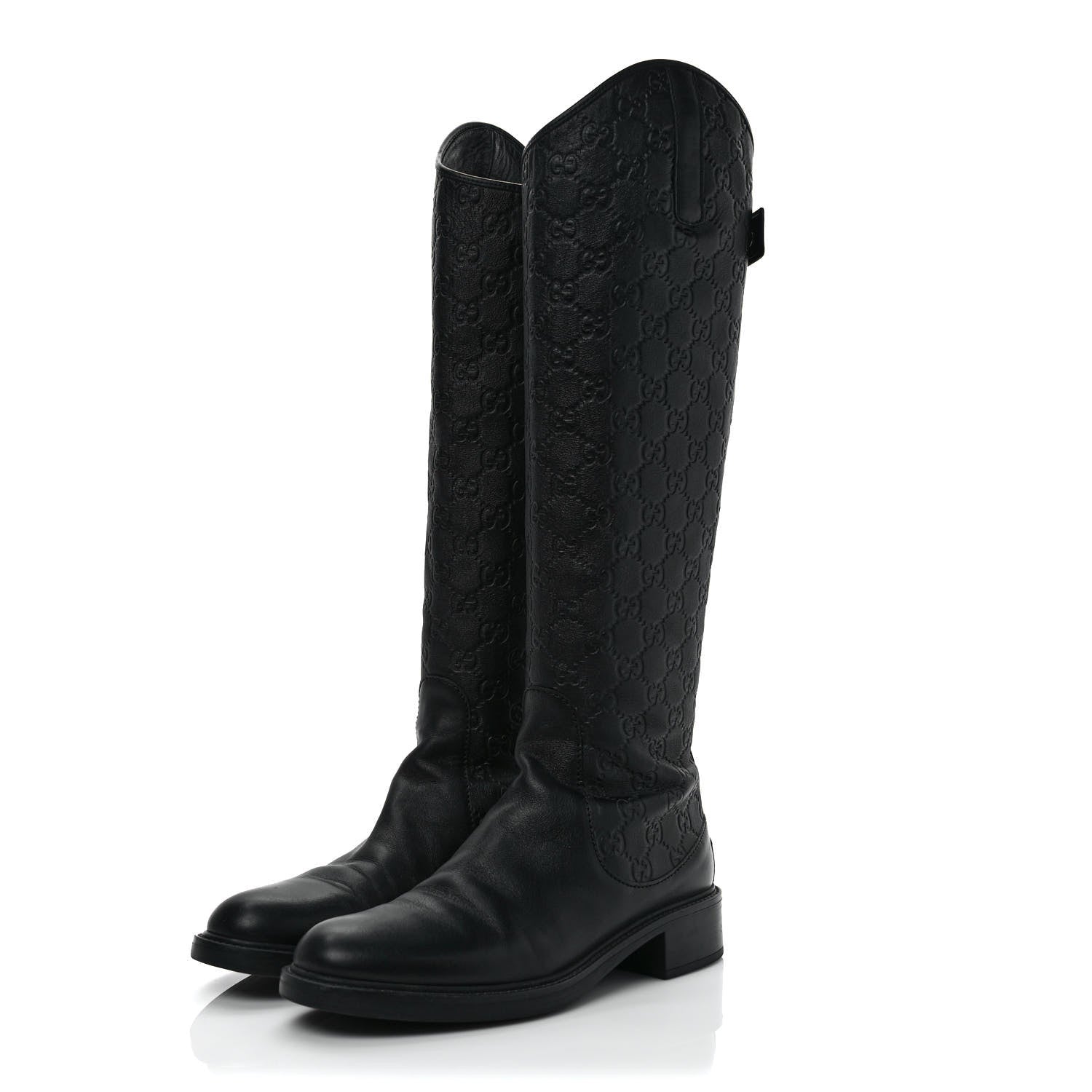 Gucci Guccissima Calfskin Miro Soft Knee High Riding Boots 38 Black 3 of 10
