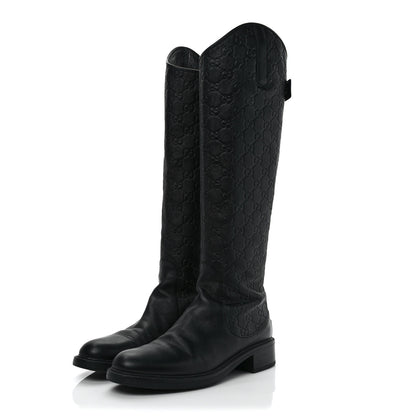 Gucci Guccissima Calfskin Miro Soft Knee High Riding Boots 38 Black 3 of 10