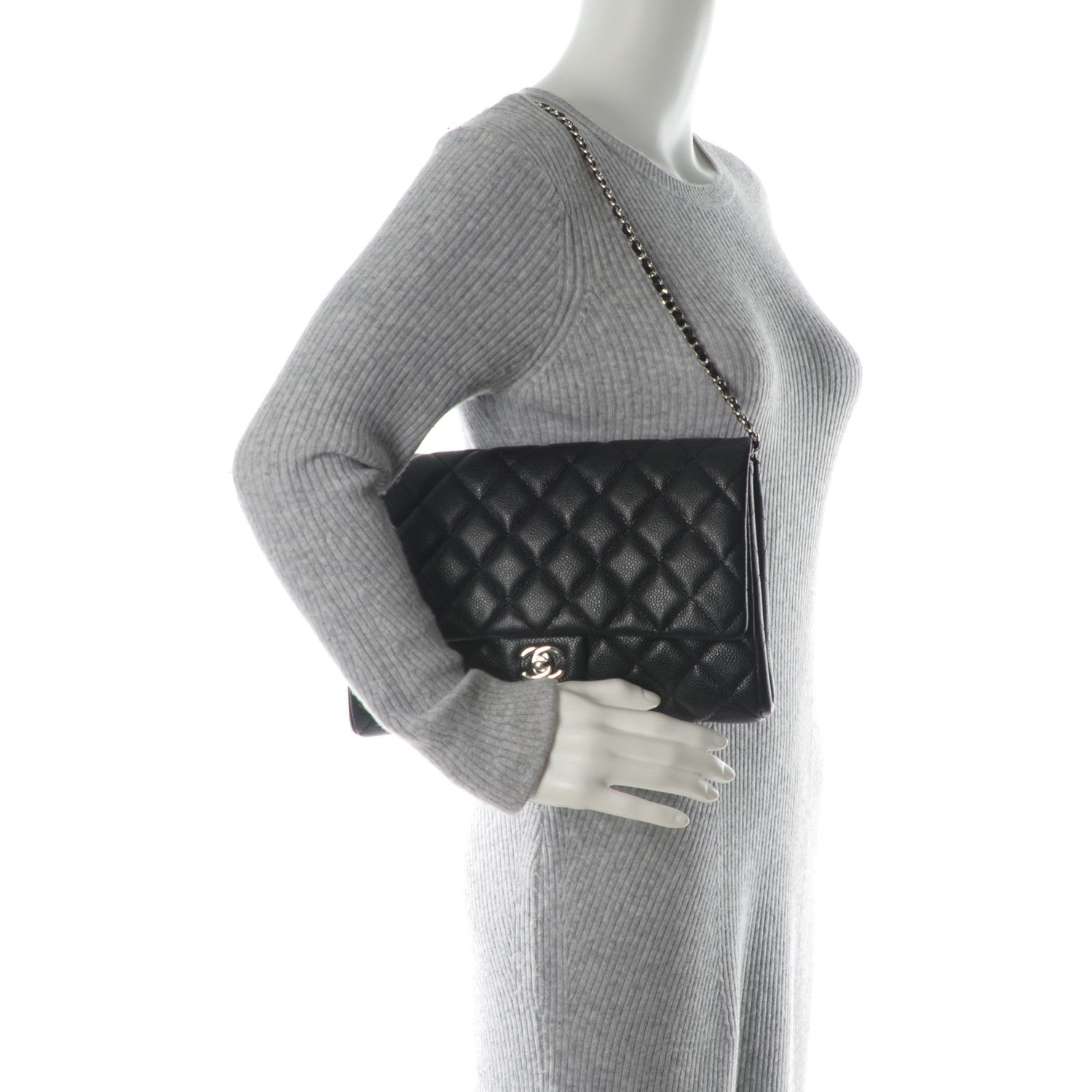 Chanel Caviar Quilted Clutch With Chain Flap Black 2 of 6