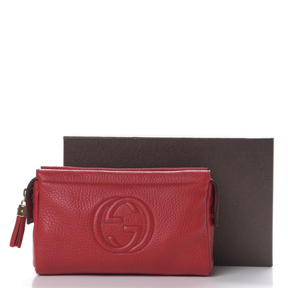 Gucci Pebbled Calfskin Soho Cosmetic Case Tabasco Red 8 of 8