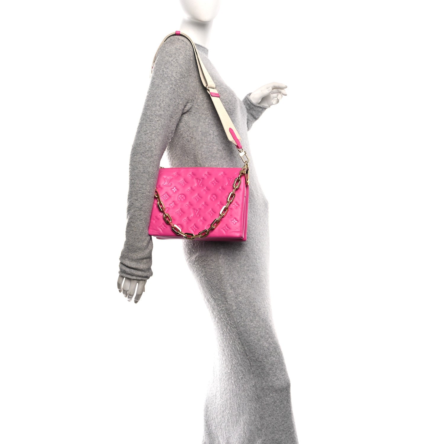 Louis Vuitton Lambskin Embossed Monogram Coussin PM Rose Miami 2 of 9