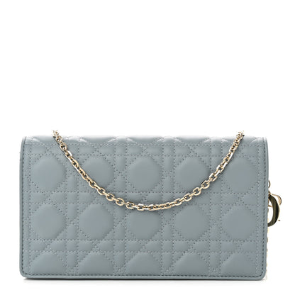 Christian Dior Lambskin Cannage Lady Dior Chain Wallet Cloud Blue 3 of 10