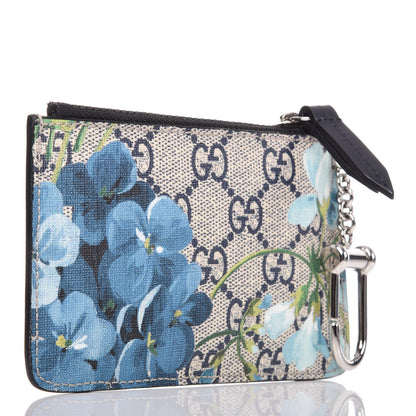 Gucci GG Supreme Monogram Blooms Key Case Beige Blue Navy 3 of 6