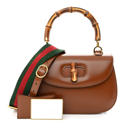 Gucci Boarded Dyana Lux Calfskin Web Medium Bamboo 1947 Top Handle Bag Brown 1 of 11