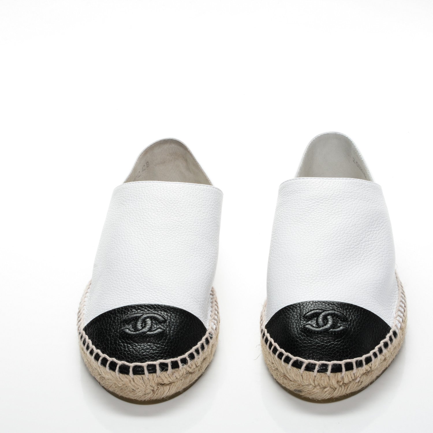 Chanel Grained Calfskin CC Espadrilles 42 White Black 2 of 7