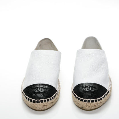 Chanel Grained Calfskin CC Espadrilles 42 White Black 2 of 7