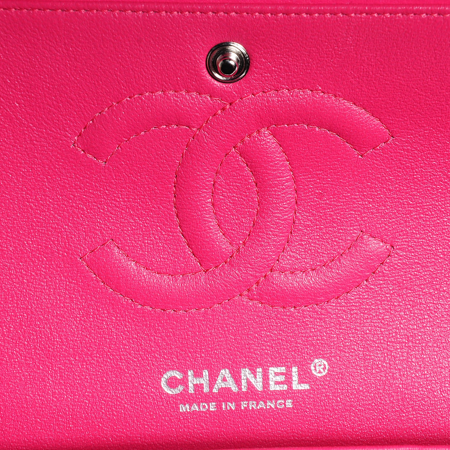 Patent Quilted Medium Double Flap Fuchsia