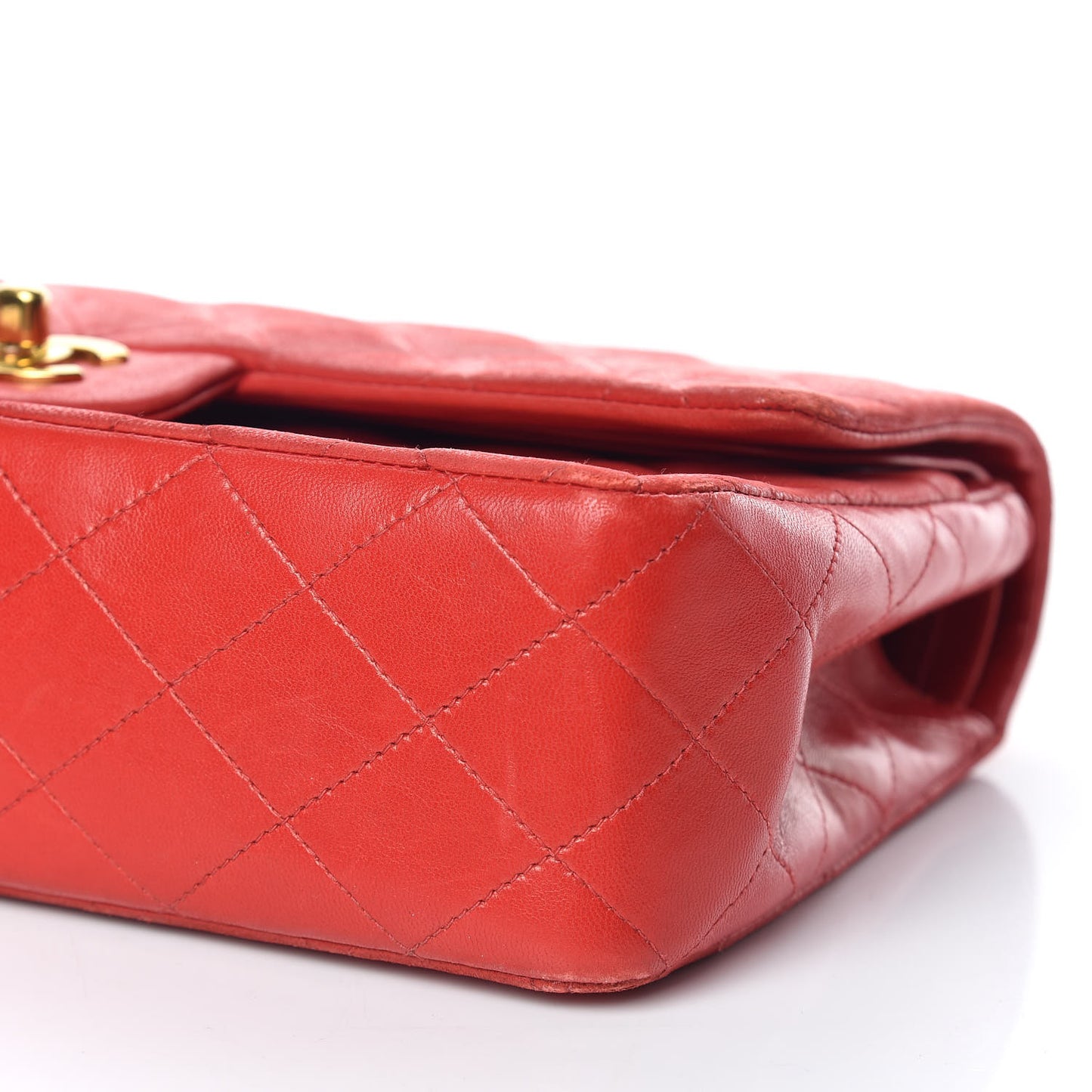 Lambskin Quilted Medium Double Flap Red