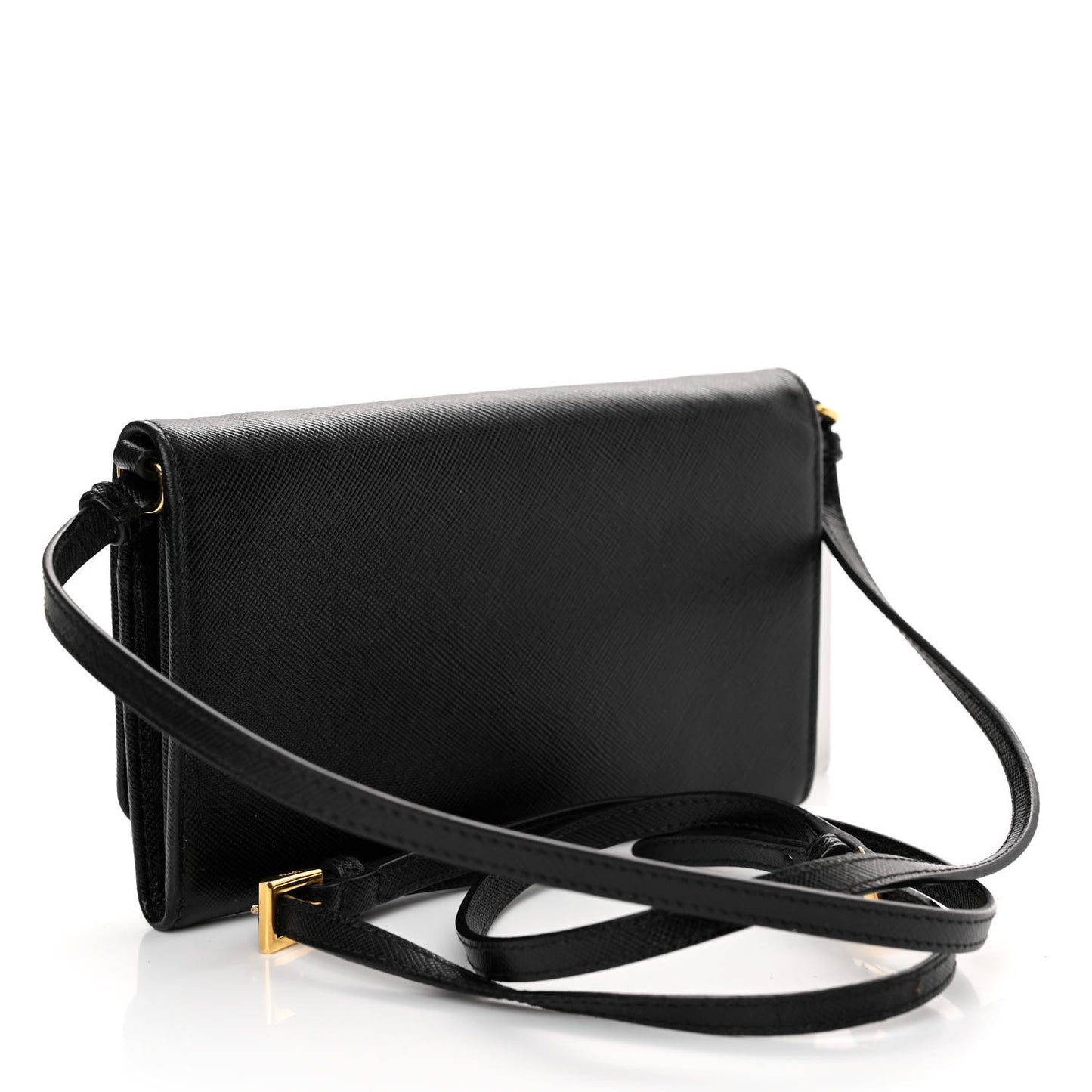 Saffiano Vernice Mini Crossbody Wallet Black