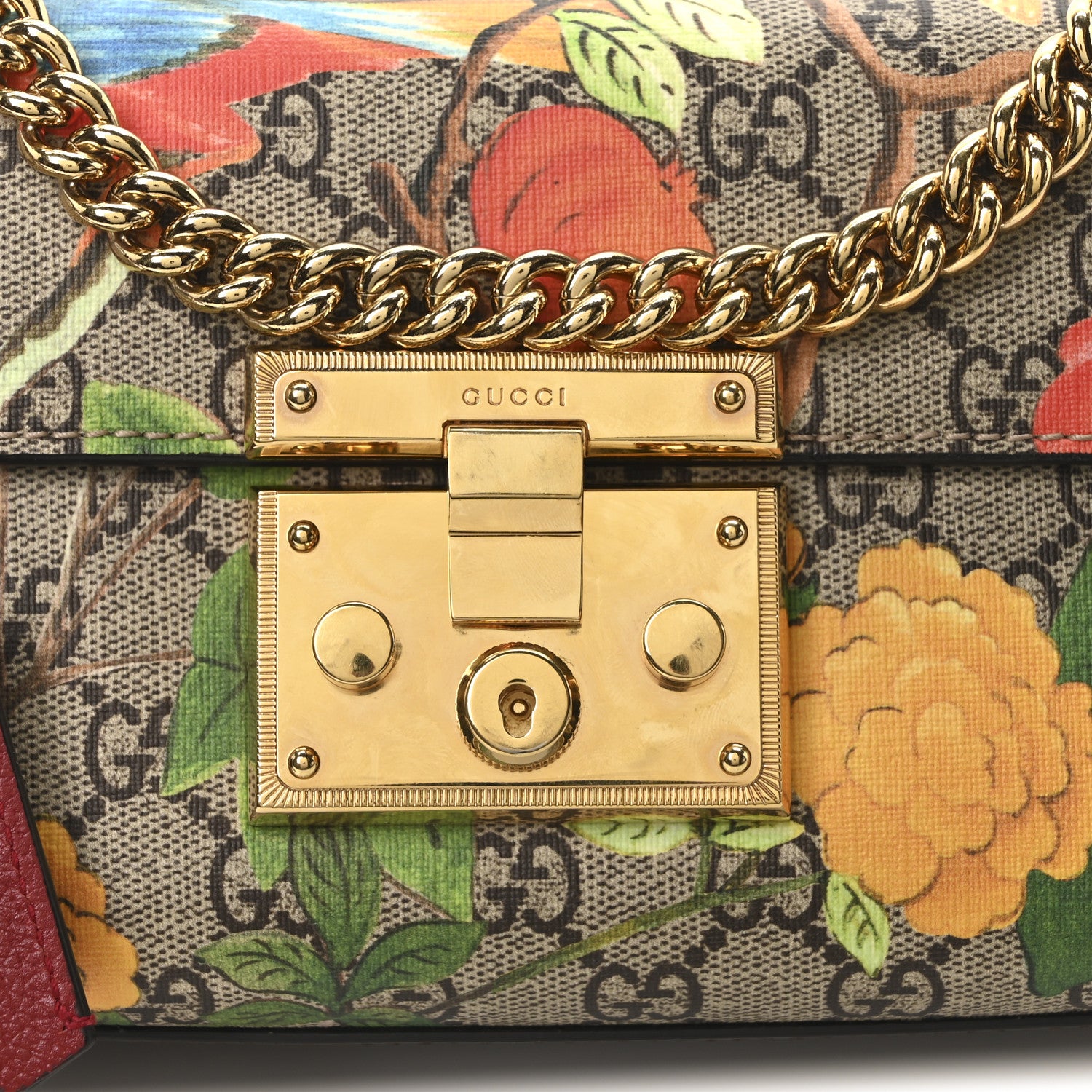 Gucci GG Supreme Monogram Tian Small Padlock Shoulder Bag Beige Multicolor New Acero 8 of 10