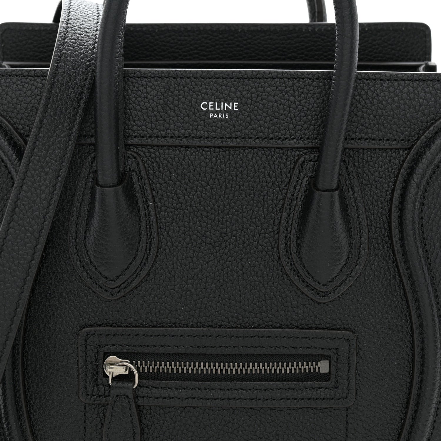 Celine Drummed Calfskin Nano Luggage Black 8 of 11