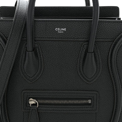 Celine Drummed Calfskin Nano Luggage Black 8 of 11