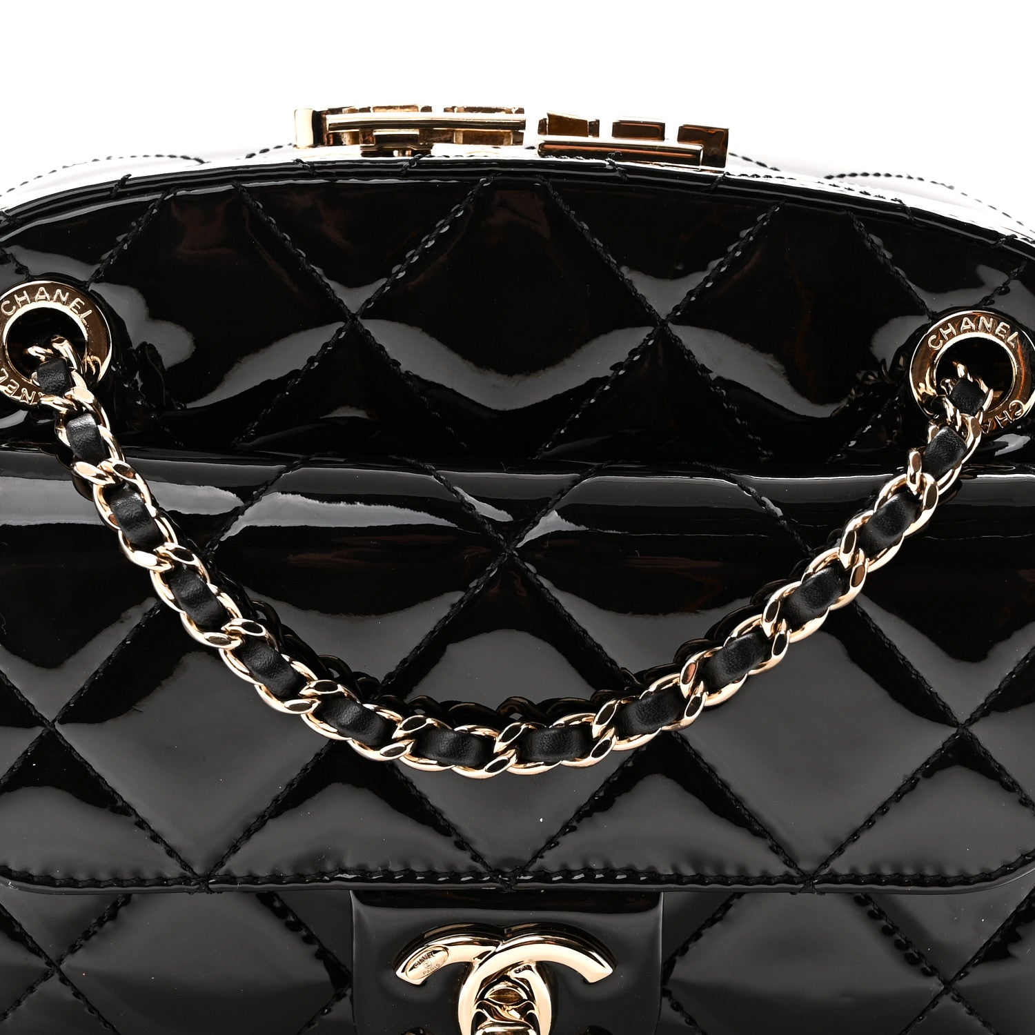 Chanel Patent Calfskin Quilted Mini Camera Case Black 8 of 10