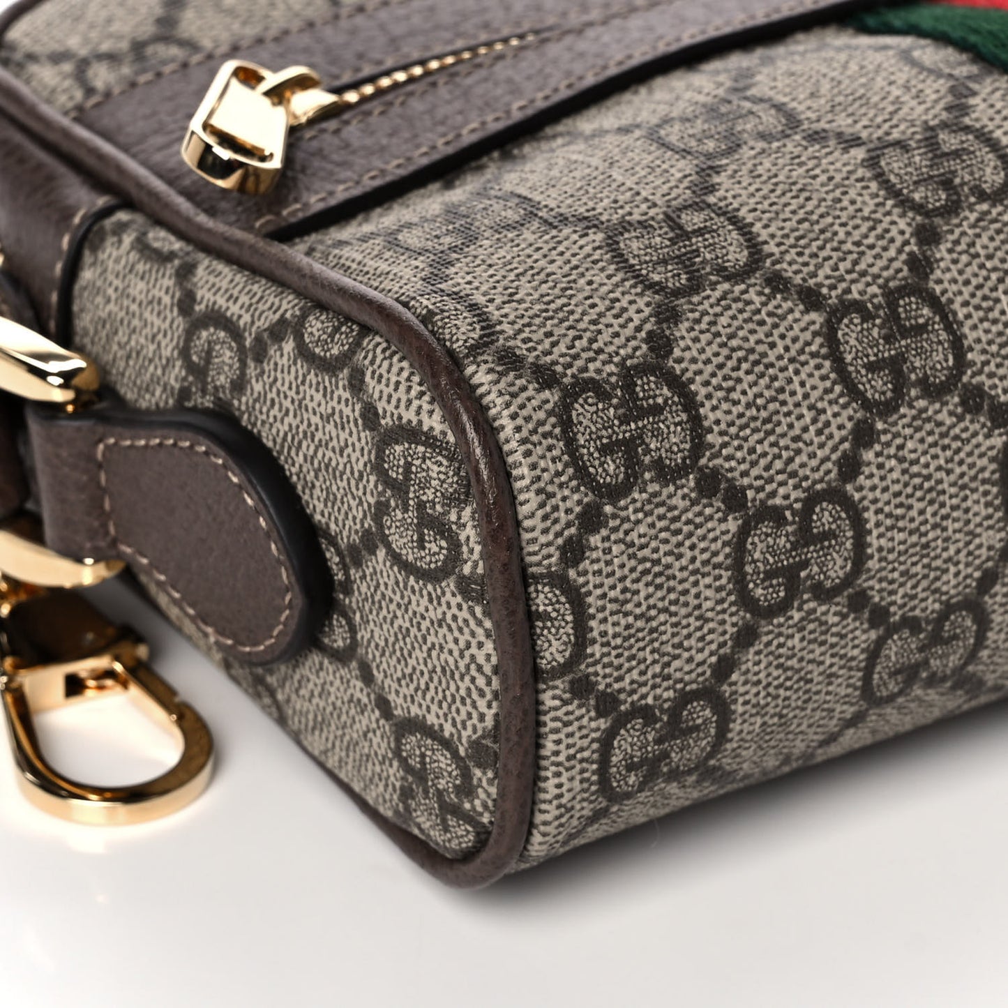 GG Supreme Monogram Web Mini Ophidia Shoulder Bag Brown