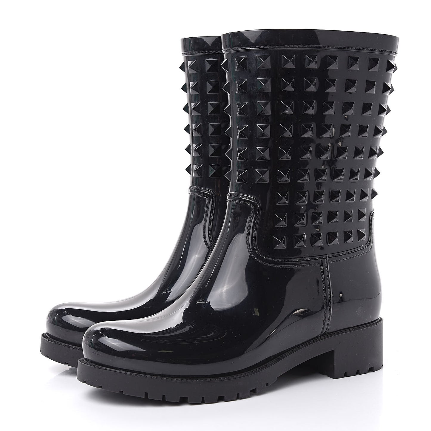 Rubber Rockstud Short Rainboots 39 Black