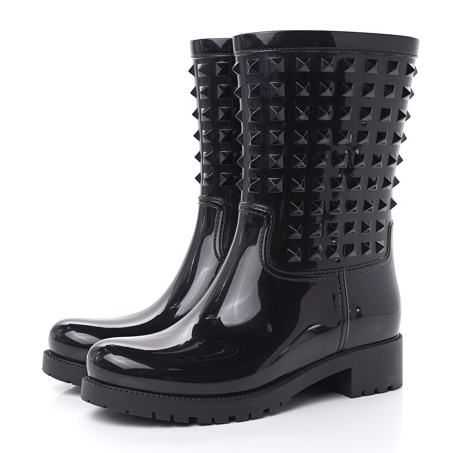 Valentino Garavani Rubber Rockstud Short Rainboots 39 Black 3 of 8