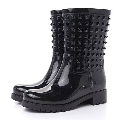 Valentino Garavani Rubber Rockstud Short Rainboots 39 Black 3 of 8