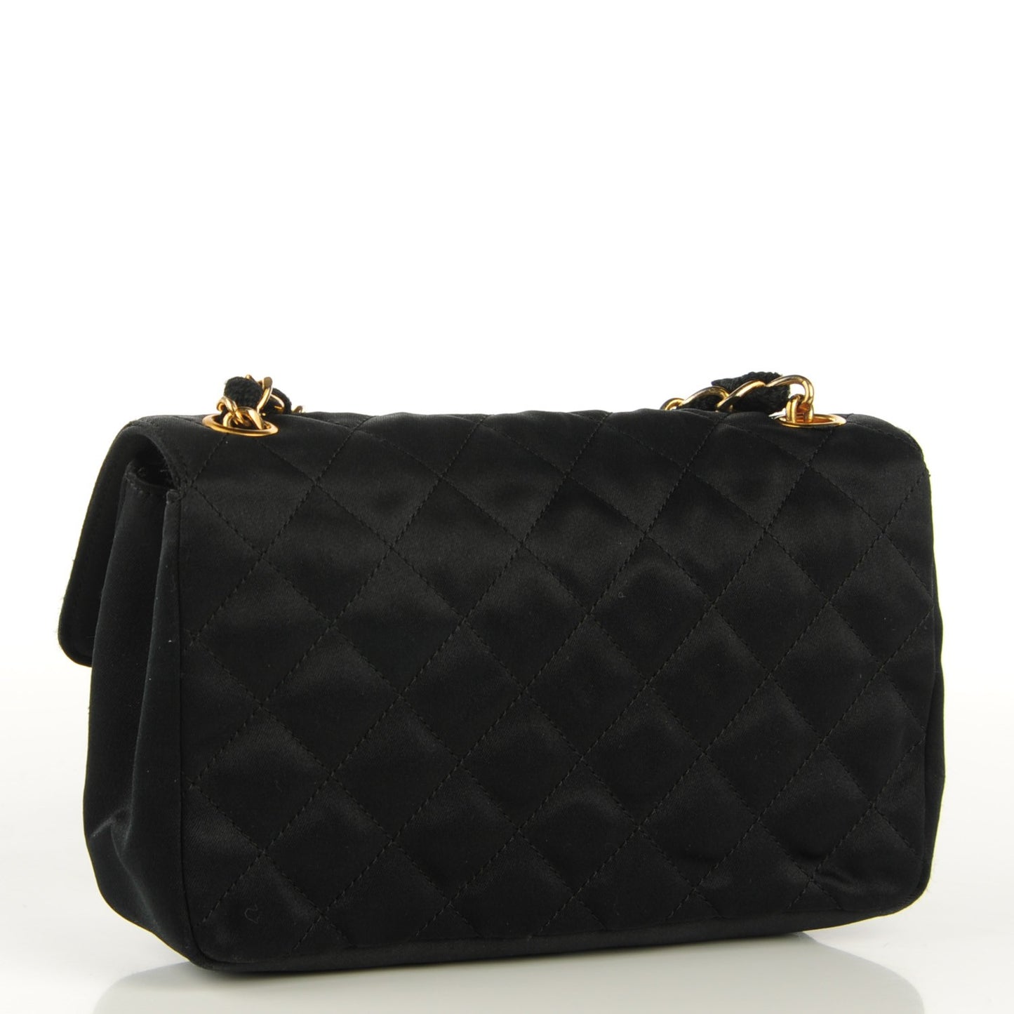 Satin Quilted Extra Mini Flap Black