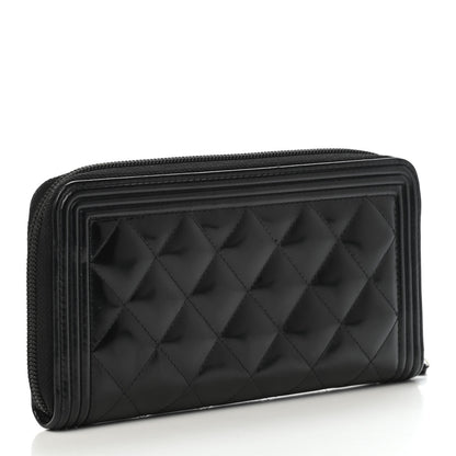 Chanel Glazed Calfskin Boy Zip Around Wallet Black 2 of 4