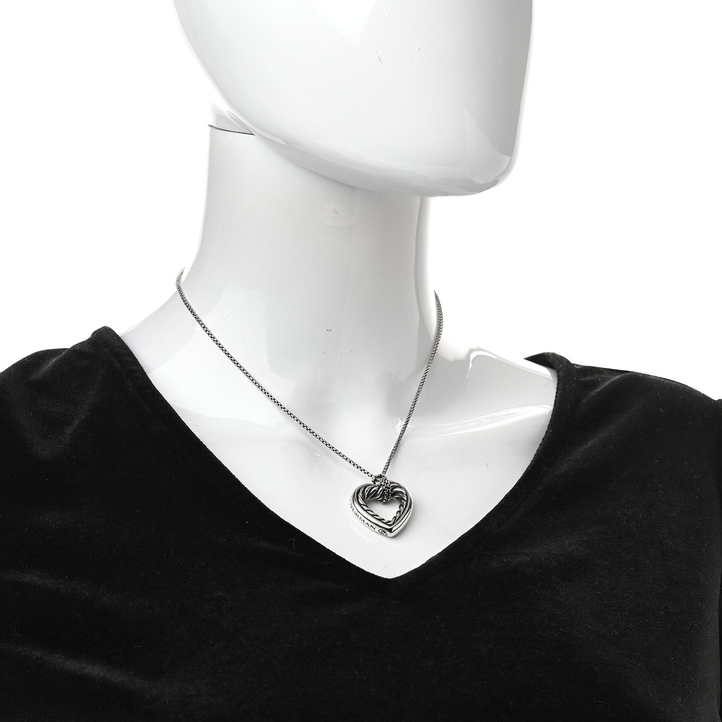 Sterling Silver 18K Yellow Gold Large Open Heart Cable Necklace