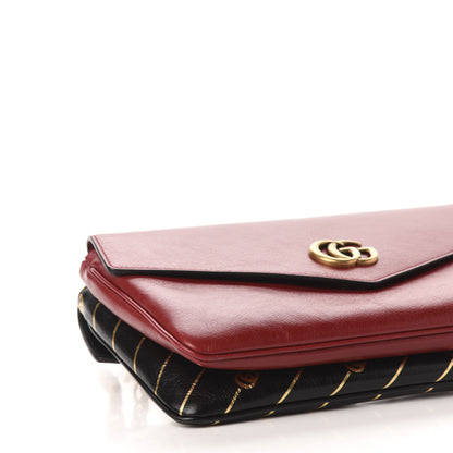 Gucci Calfskin Diagonal GG Medium Thiara Double Envelope Shoulder Bag Black Red 10 of 12