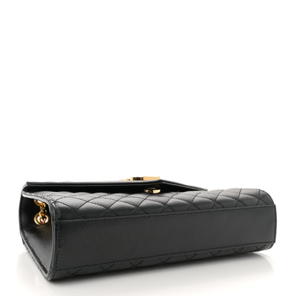 Saint Laurent Grain De Poudre Textured Mixed Matelasse Triquilt Medium Monogram Satchel Black 4 of 11