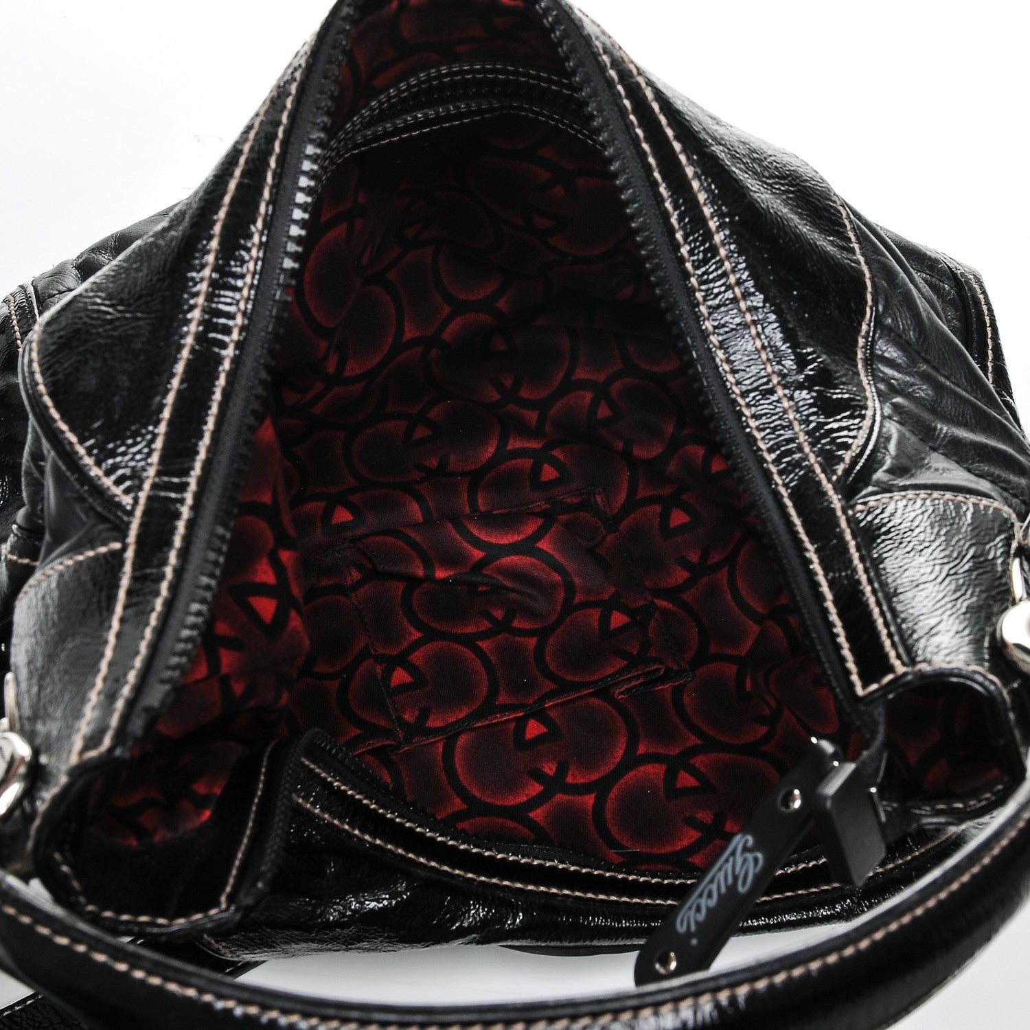 Gucci Patent Calfskin Medium Snow Glam Hobo Black 6 of 6