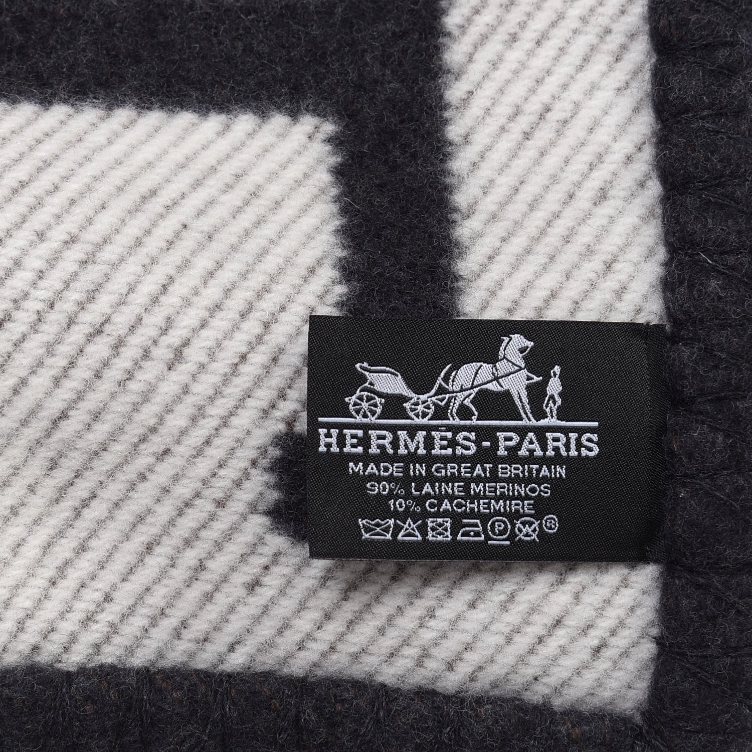 Hermes Wool Cashmere Avalon Blanket Ecru Gris Fonce 3 of 3