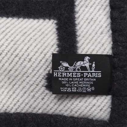 Hermes Wool Cashmere Avalon Blanket Ecru Gris Fonce 3 of 3