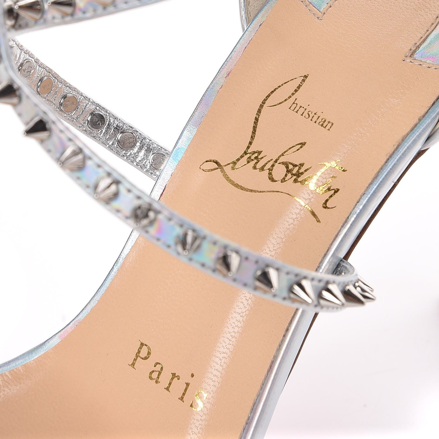 Christian Louboutin Lurex Specchio Choca Lux 100 Sandals 36.5 Silver 7 of 10