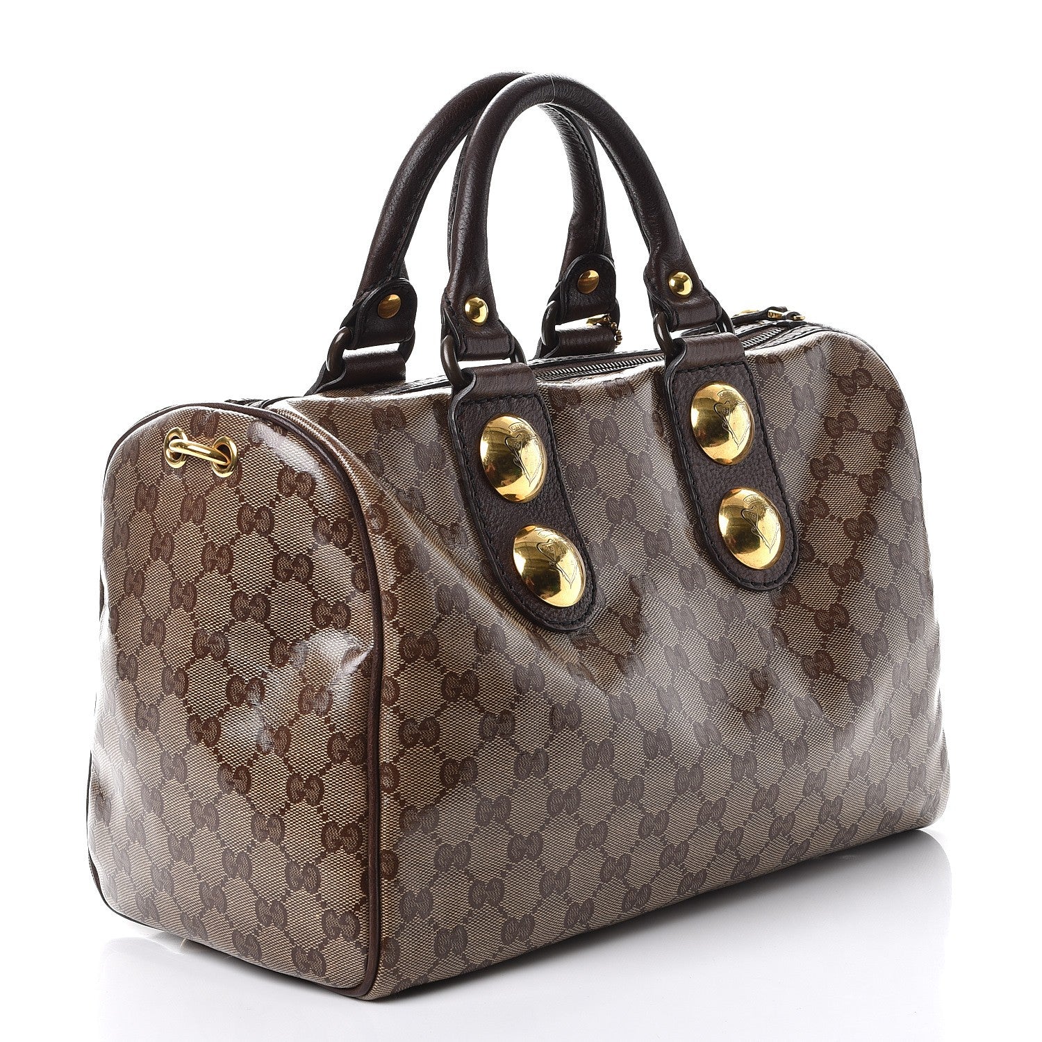 Gucci Crystal Monogram Medium Babouska Boston Dark Brown 3 of 8