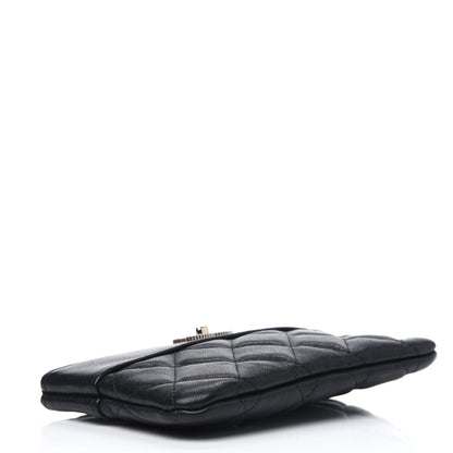 Chanel Sheepskin Quilted Small Vintage Mademoiselle Cosmetic Case Black 3 of 5