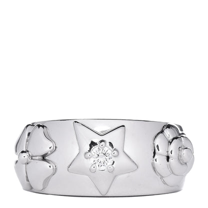 Chanel 18K White Gold Diamond Camelia Band Ring 52 6 1 of 5