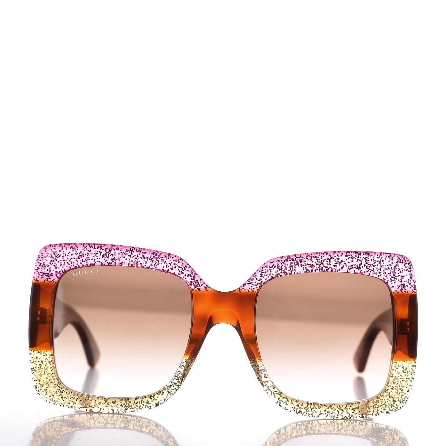 Gucci Square Frame GG0083S Sunglasses Glitter Pink Multi 3 of 8