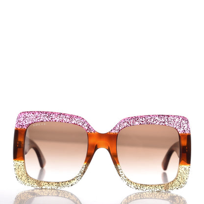 Gucci Square Frame GG0083S Sunglasses Glitter Pink Multi 3 of 8