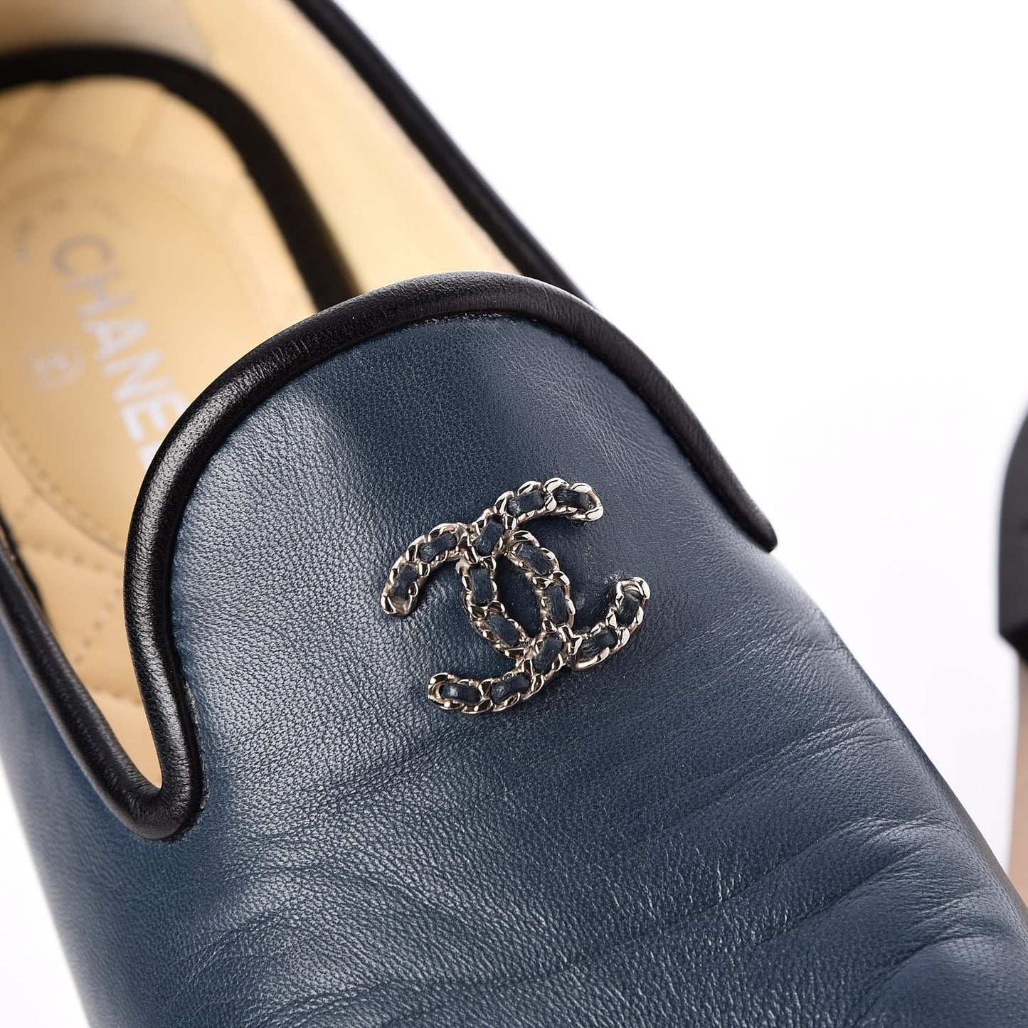 Lambskin CC Mocassin Loafers 35 Dark Blue