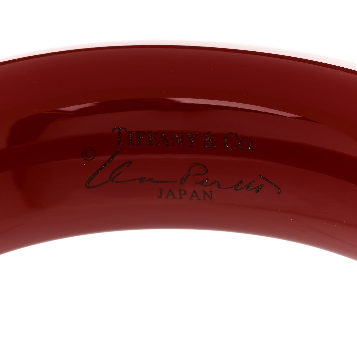 Tiffany Lacquer Hardwood Elsa Peretti Doughnut Bangle Bracelet Red 3 of 3