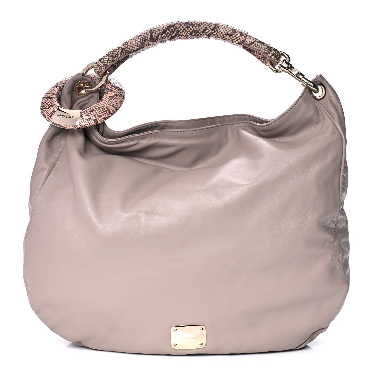 Jimmy Choo Nappa Snakeskin Trim Sky Hobo Beige 1 of 13