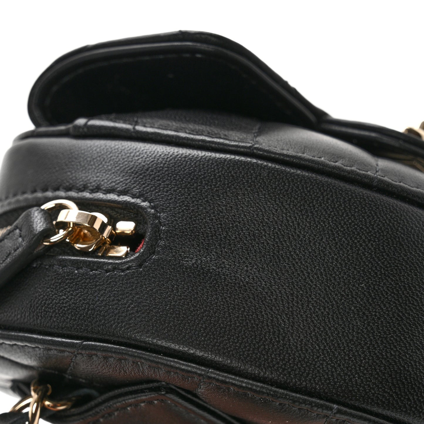 Lambskin Quilted CC In Love Heart Waist Belt Bag With Chain Black