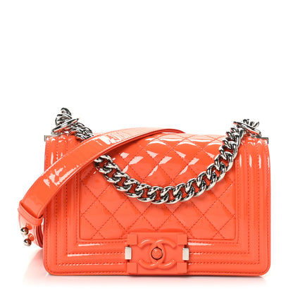 Chanel Patent Calfskin Quilted Small Plexiglass Boy Flap Orange 1 of 10