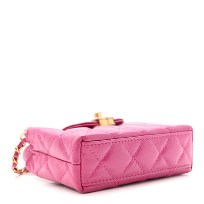 Chanel Shiny Aged Calfskin Quilted Mini Nano Kelly Shopper Dark Pink 4 of 11