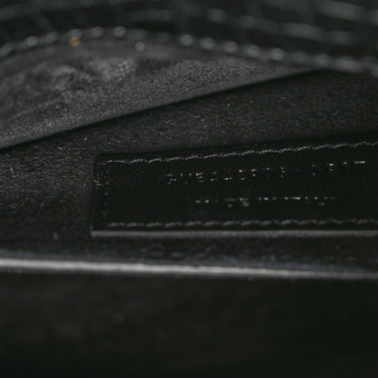 Saint Laurent Calfskin Crocodile Embossed Medium Monochrome Monogram Sunset Black 8 of 11