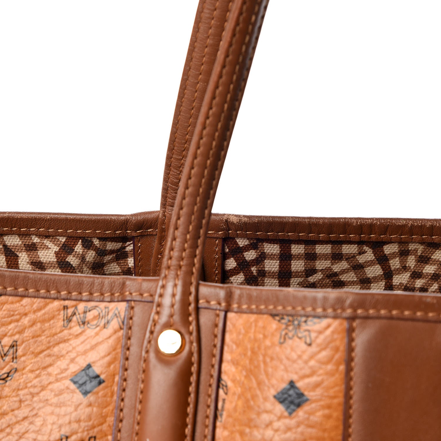 MCM Visetos Medium Liz Reversible Shopper Tote Cognac 22 of 39